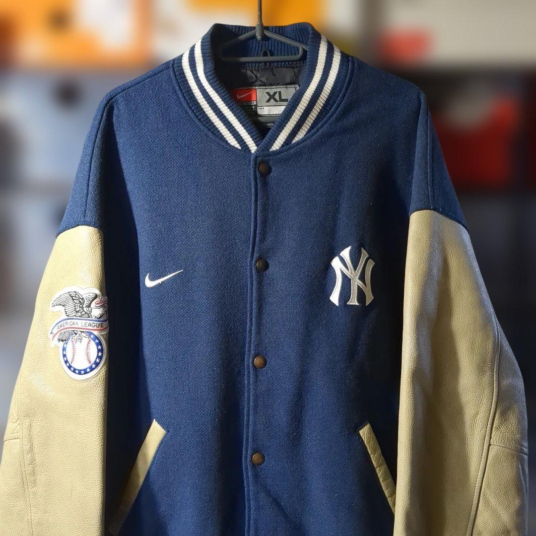 ナイキ ヤンキース 袖レザースタジャン old nike yankees 90s