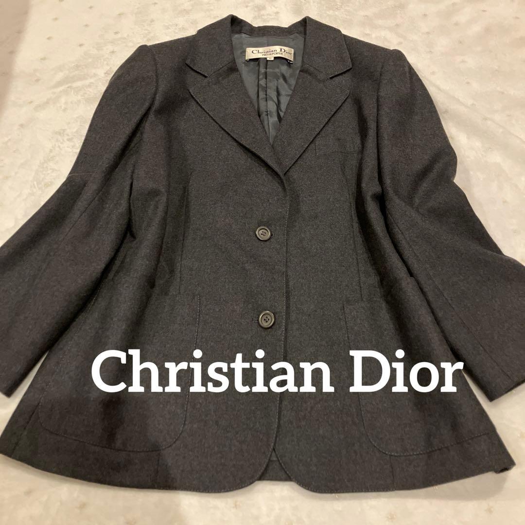 極美品　Christian Dior グレー テーラードジャケット　ウール　L