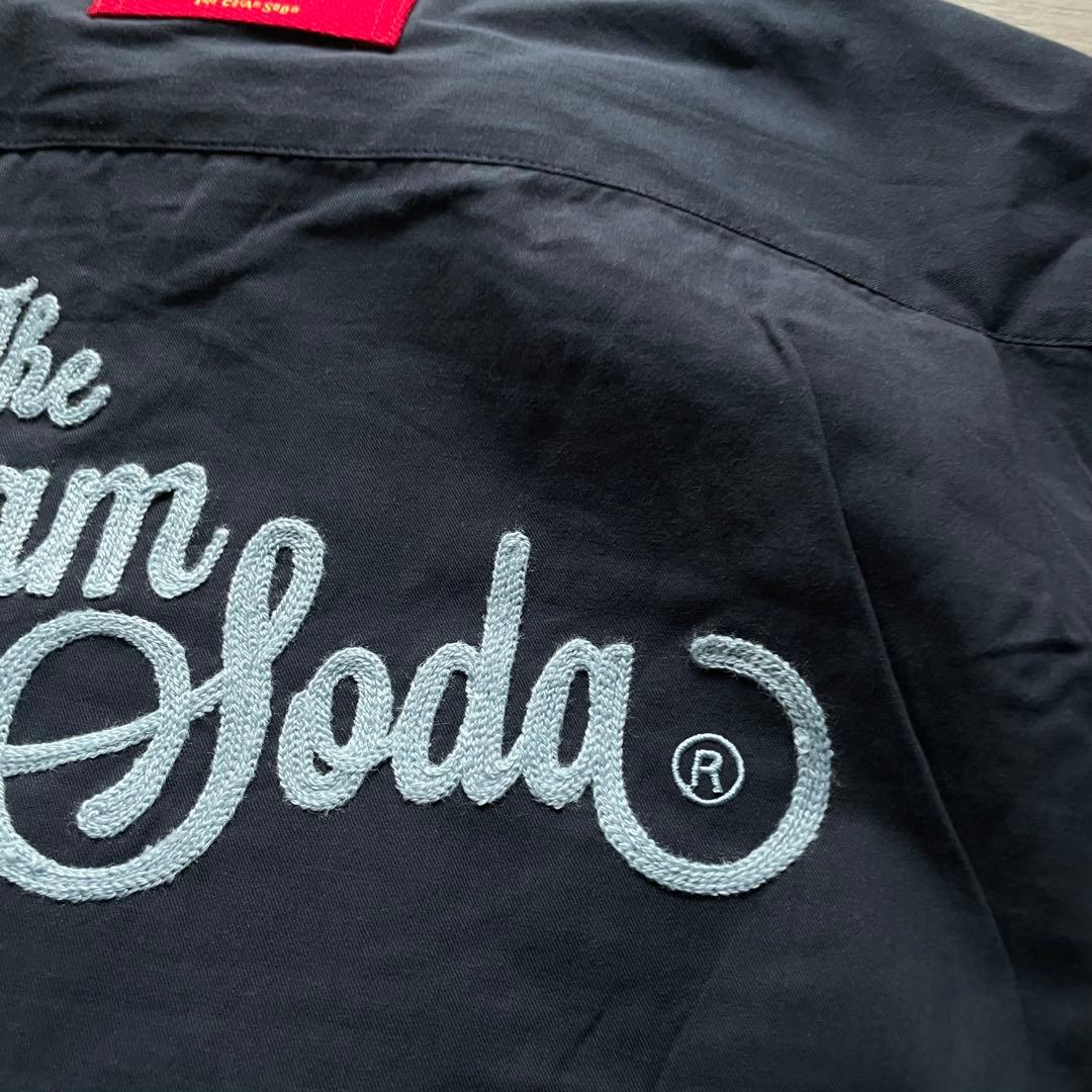 未使用品 クリームソーダ ピンクドラゴン 刺繍ツートン オープンカラーシャツ L