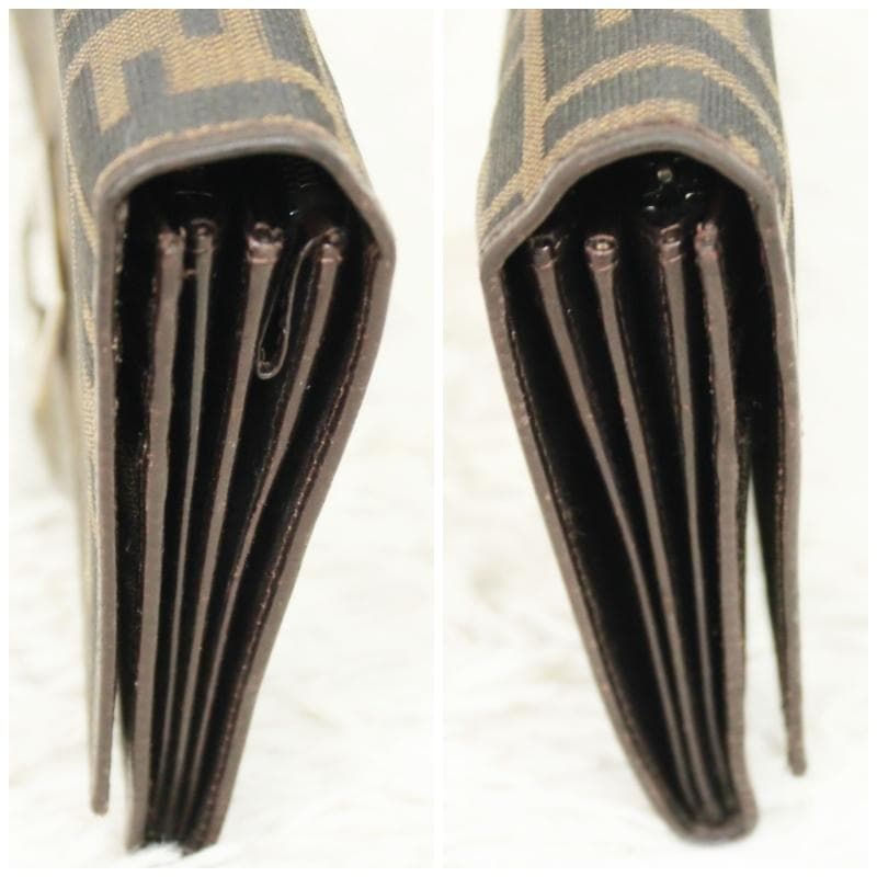 激レア 美品 フェンディ 長財布 マンマ金具 ズッカ柄 キャンバス ブラウン