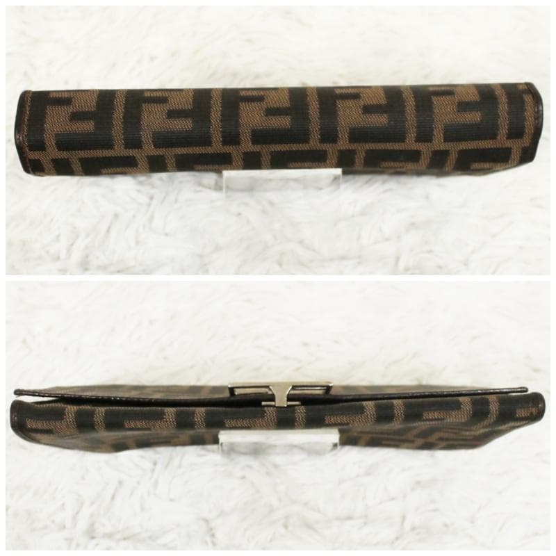 激レア 美品 フェンディ 長財布 マンマ金具 ズッカ柄 キャンバス ブラウン