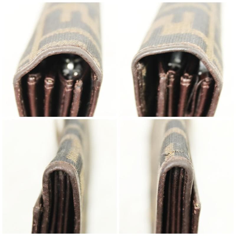 激レア 美品 フェンディ 長財布 マンマ金具 ズッカ柄 キャンバス ブラウン