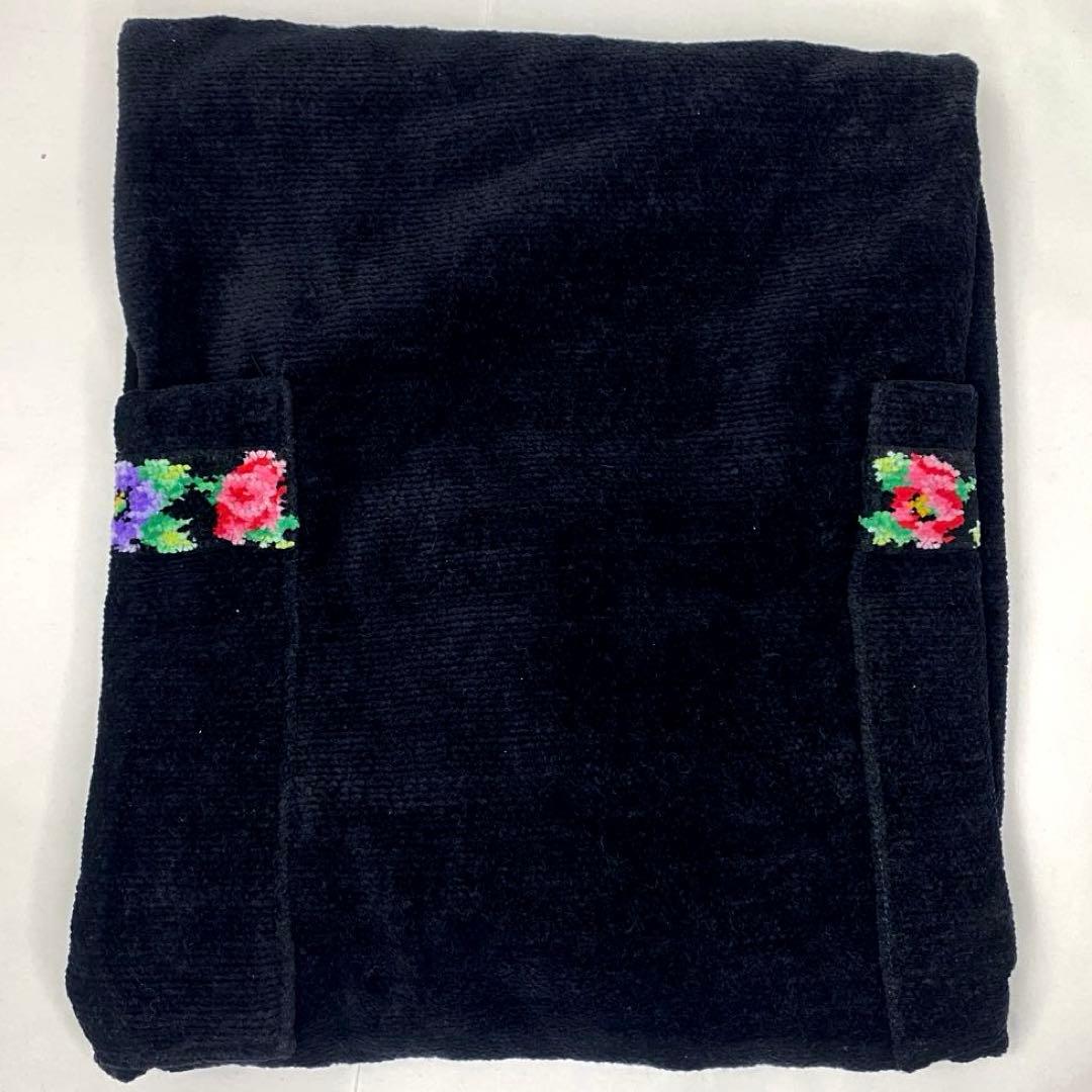 未使用 FEILER フェイラー 花柄 エプロン ブラック シェニール織