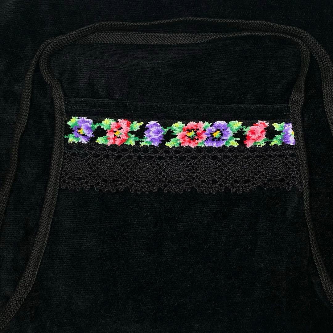 未使用 FEILER フェイラー 花柄 エプロン ブラック シェニール織