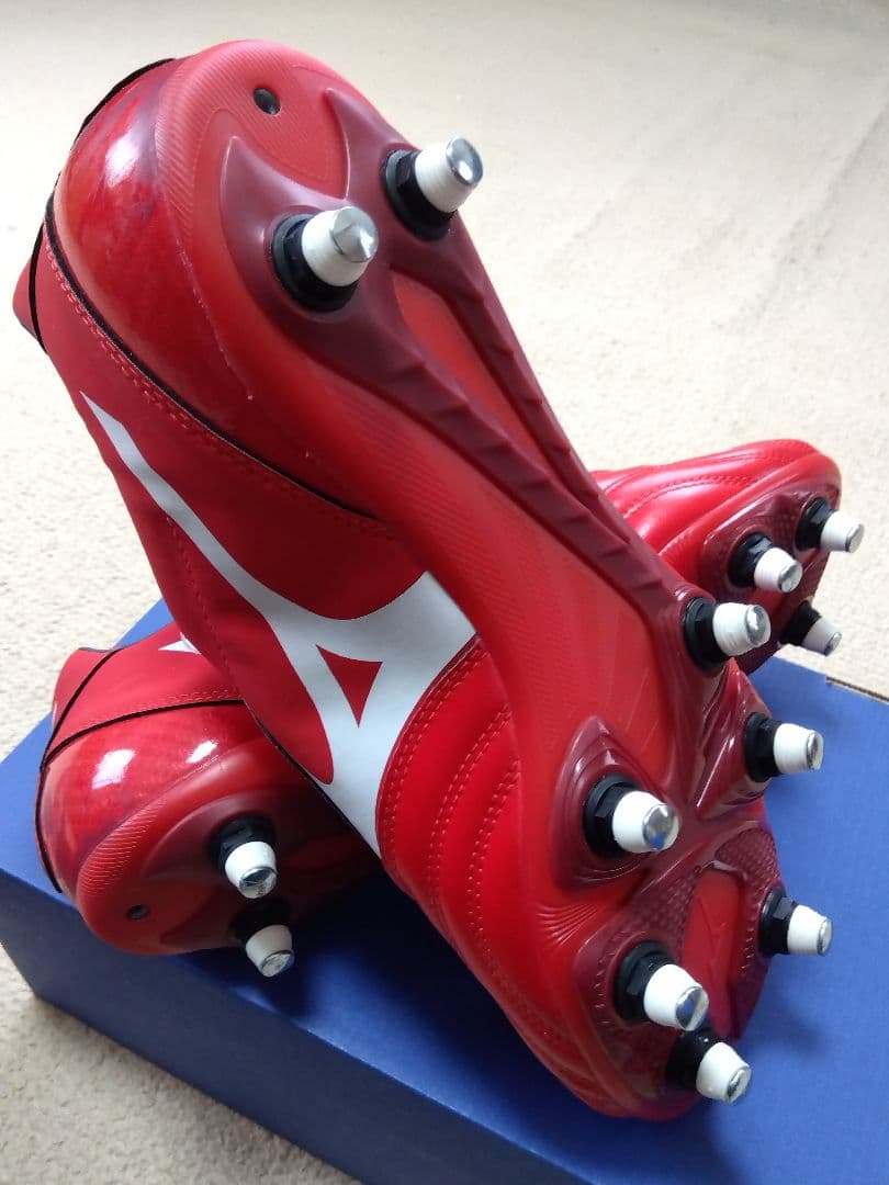 ラグビースパイク／ミズノ／28.5／赤×白／R1GA190001／新品・未使用品
