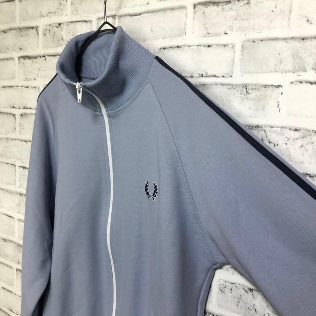 90s⭐️Fred Perry トラックジャケットS 刺繍 vintage青灰×紺