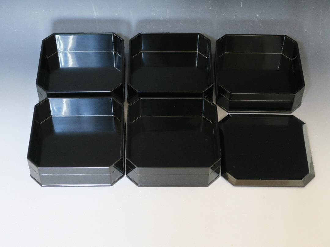 【輪島塗】縁高重 五段重 弘悦作 黒真塗 天然木 共箱