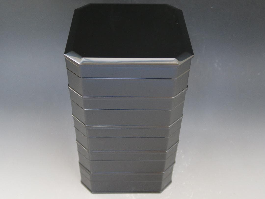 【輪島塗】縁高重 五段重 弘悦作 黒真塗 天然木 共箱