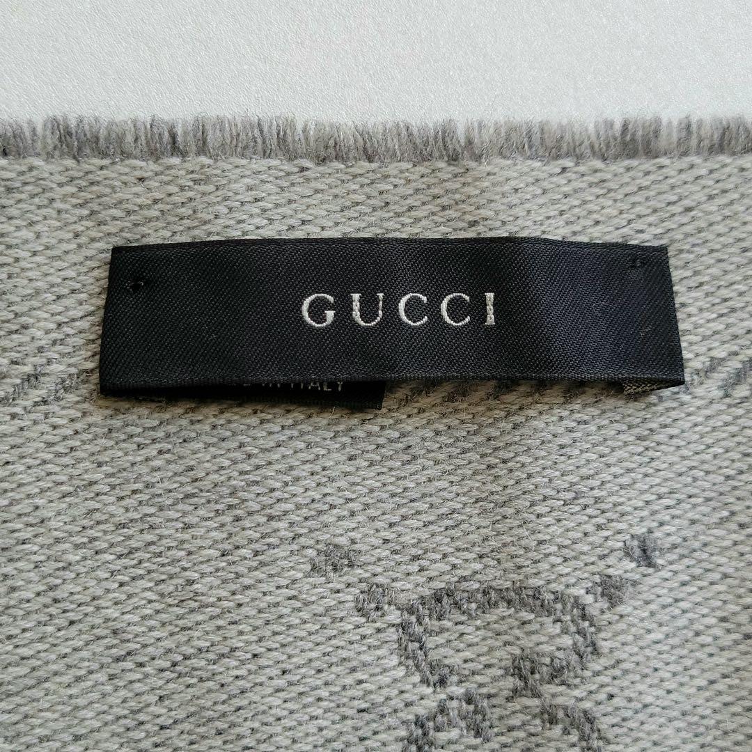【美品】GUCCI グッチ GG柄 リバーシブル マフラー グレー 美品
