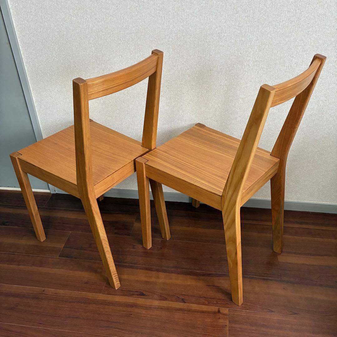 無印良品 ダイニングチェア 2脚セット 椅子 天然木 タモ材 無垢材 廃番品