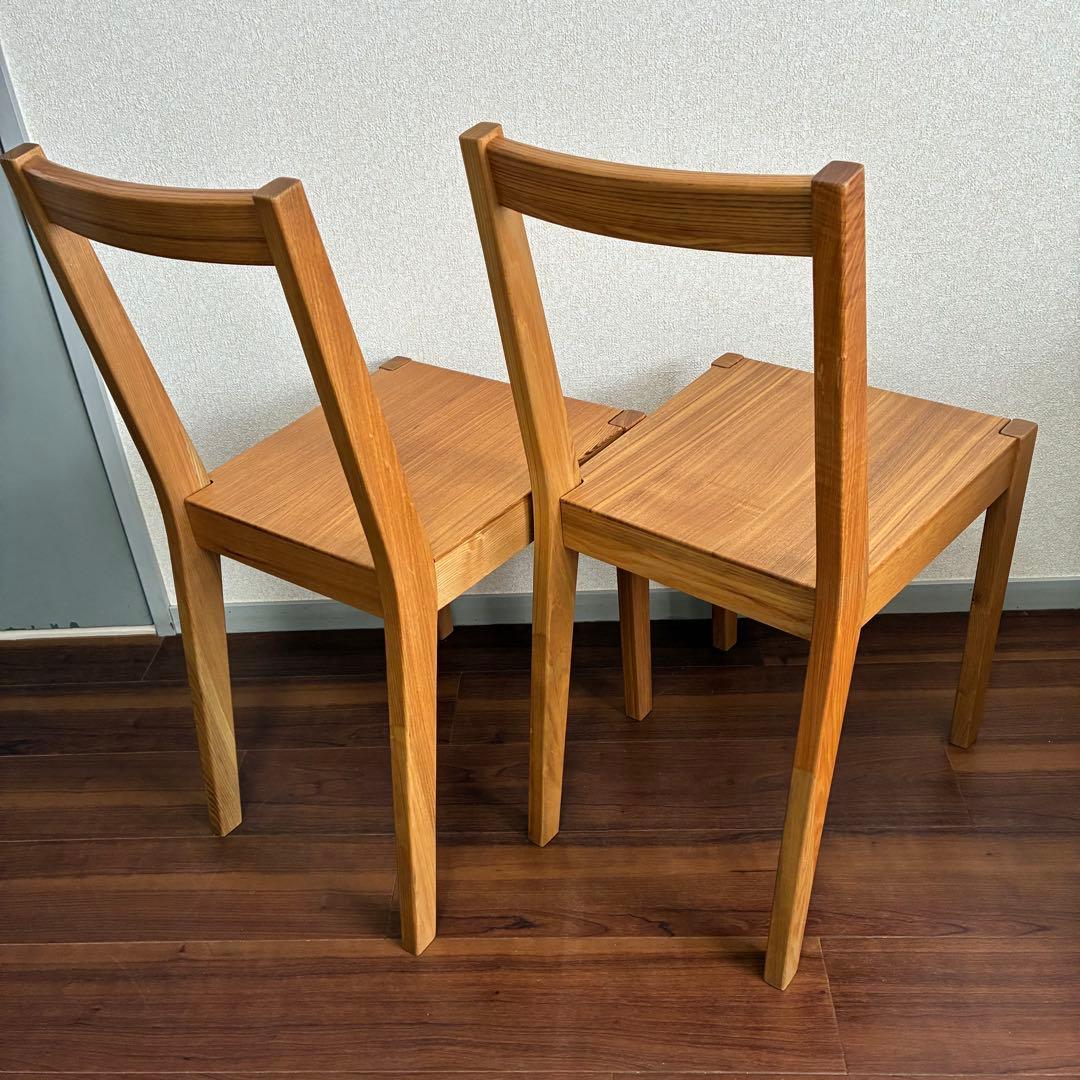無印良品 ダイニングチェア 2脚セット 椅子 天然木 タモ材 無垢材 廃番品