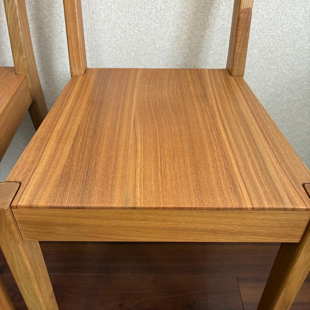 無印良品 ダイニングチェア 2脚セット 椅子 天然木 タモ材 無垢材 廃番品