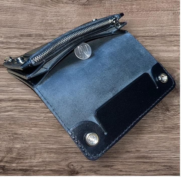 ゴリオ ⑥ミドルトラッカーウォレット/栃木レザー/ホック真鍮/小判カン真鍮