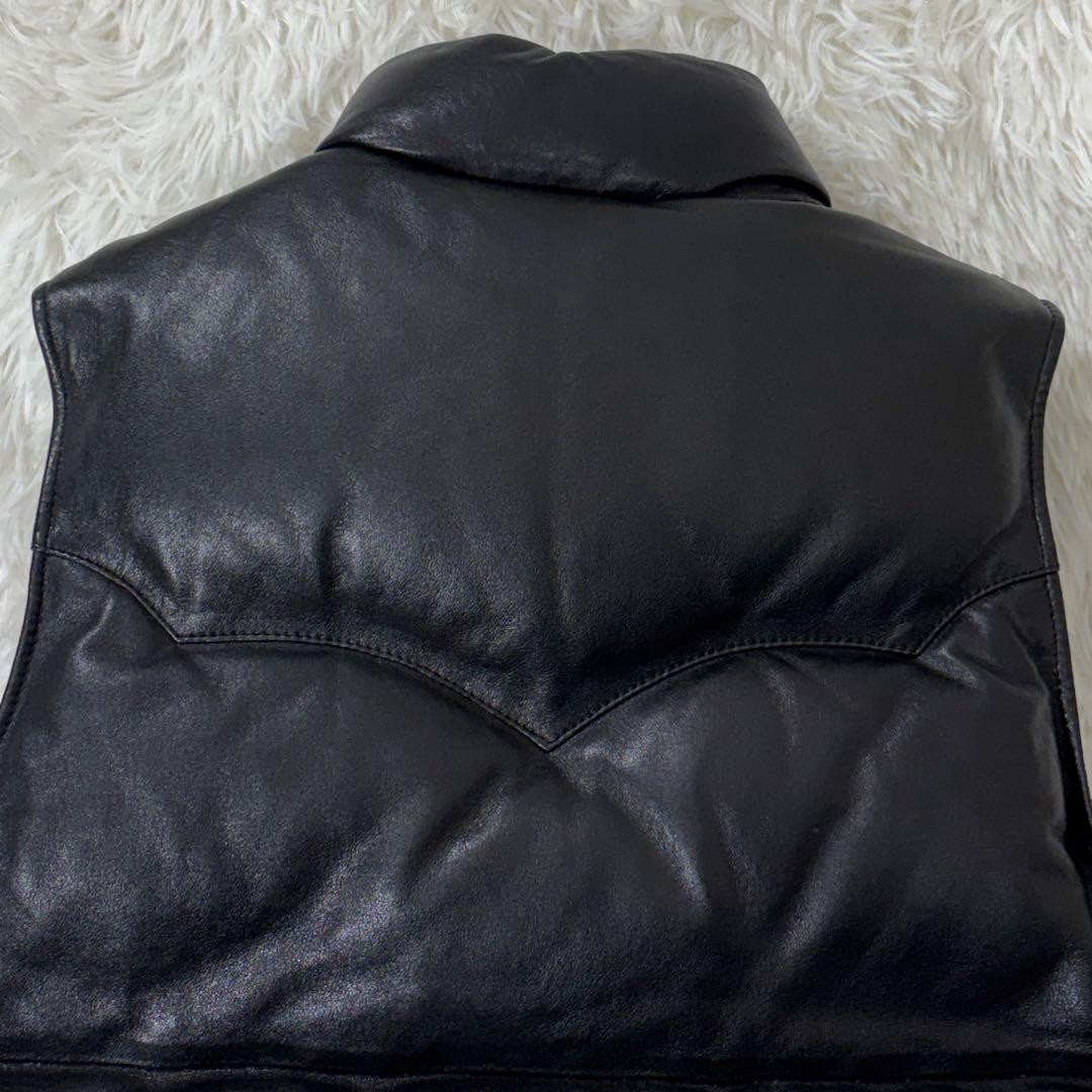 UNITED ARROWS ダウンベスト ラムレザー 羊革 ブラック 本革 S