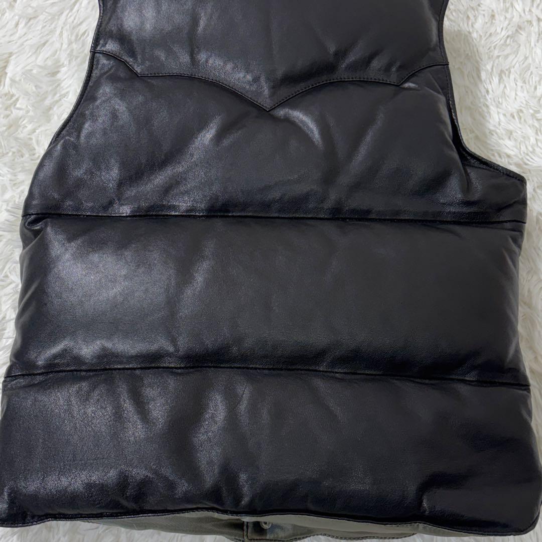 UNITED ARROWS ダウンベスト ラムレザー 羊革 ブラック 本革 S