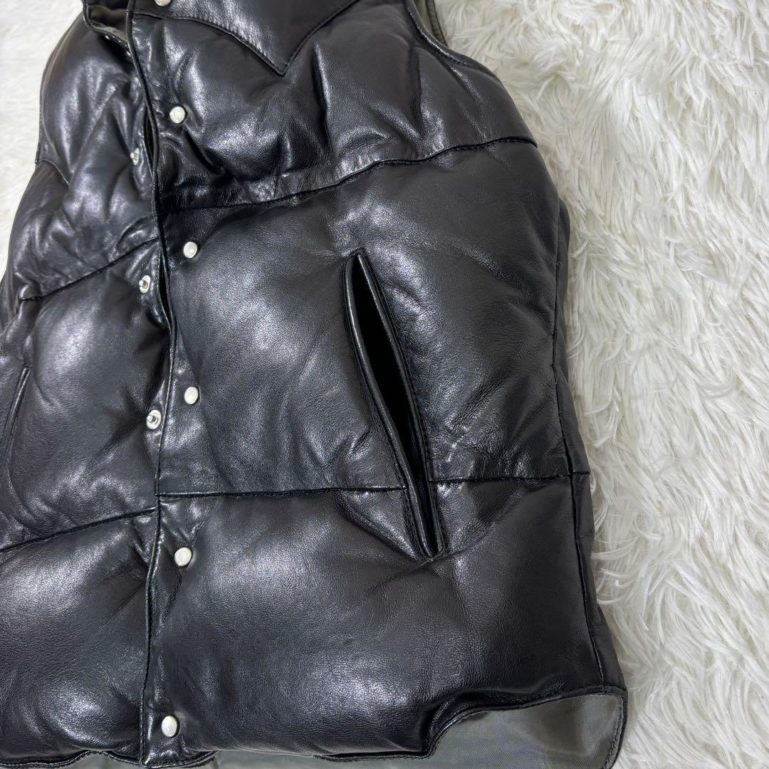 UNITED ARROWS ダウンベスト ラムレザー 羊革 ブラック 本革 S