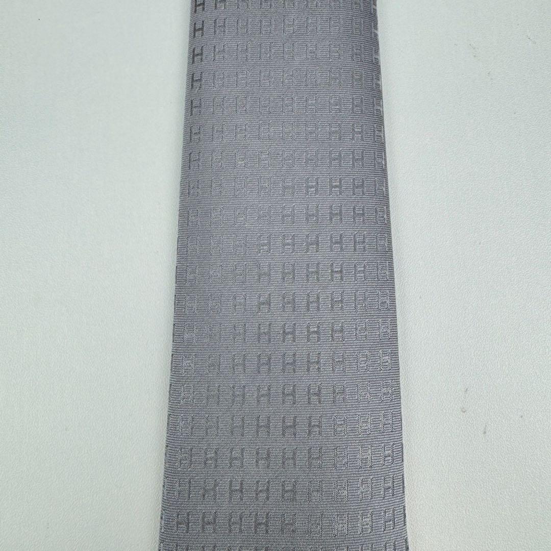 新品未使用　HERMES エルメス　ネクタイ　グレー　シルク　ファソネ　H