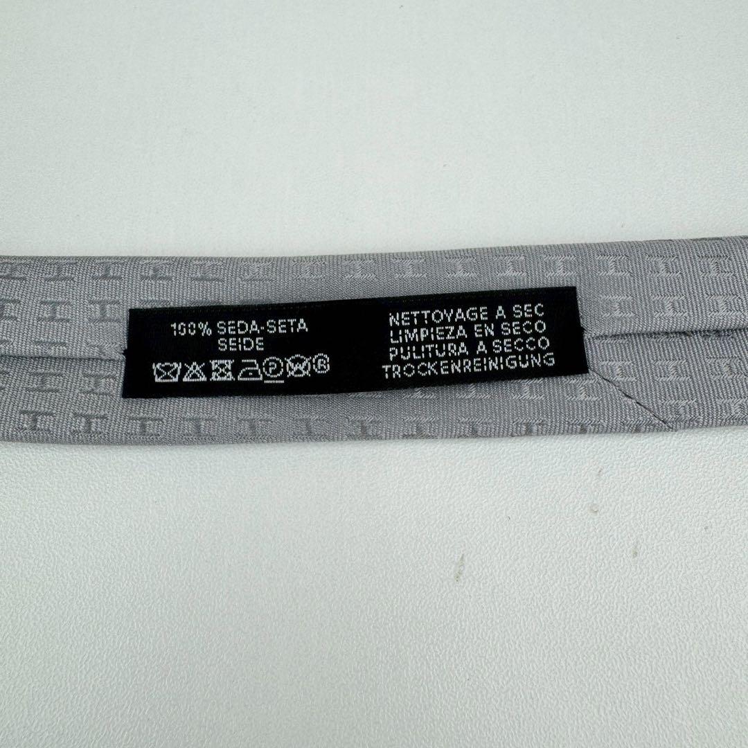 新品未使用　HERMES エルメス　ネクタイ　グレー　シルク　ファソネ　H