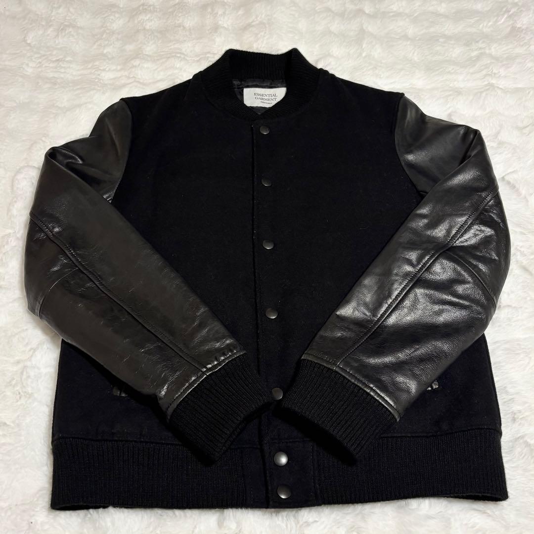 ✨美品メンズビギ MEN'S BIGI スタジャン　本革　牛革　ウール　サイズＬ