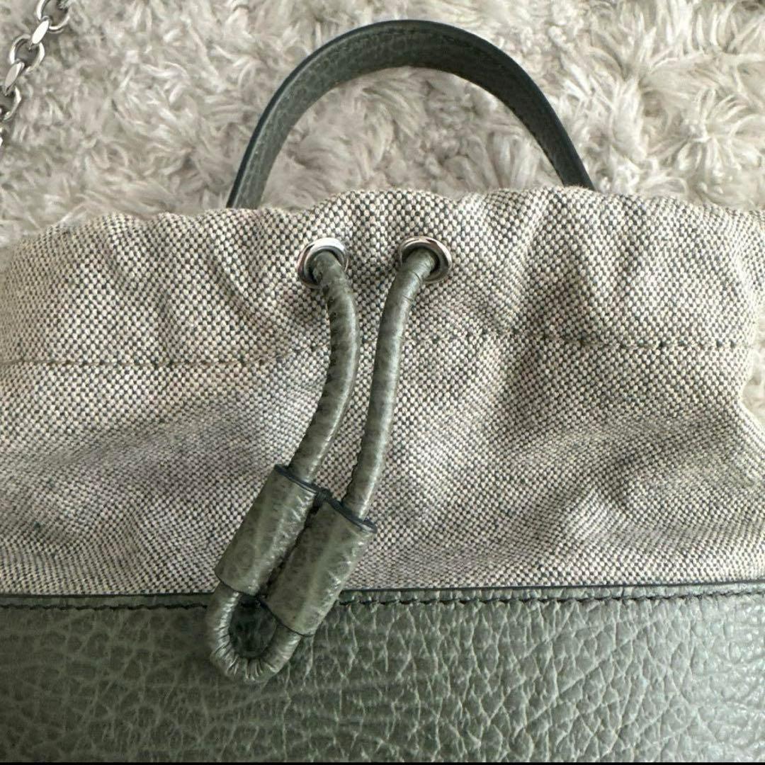 一度使用のみ/メゾン マルジェラショルダーバッグ 5AC バケットバッグ/カーキ