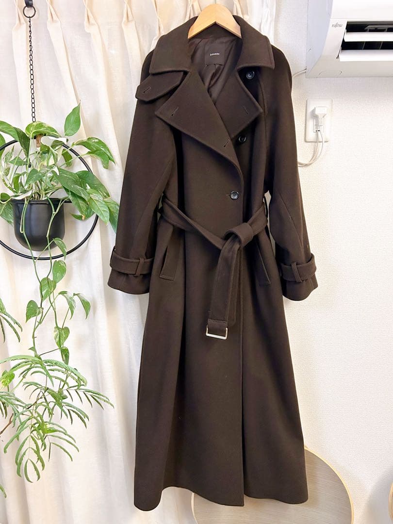 完売品 アニュアンス 2024 ウールトレンチコート ブラウン