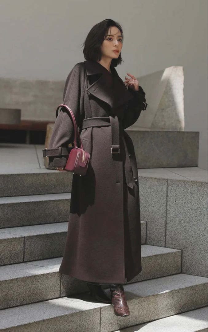 完売品 アニュアンス 2024 ウールトレンチコート ブラウン