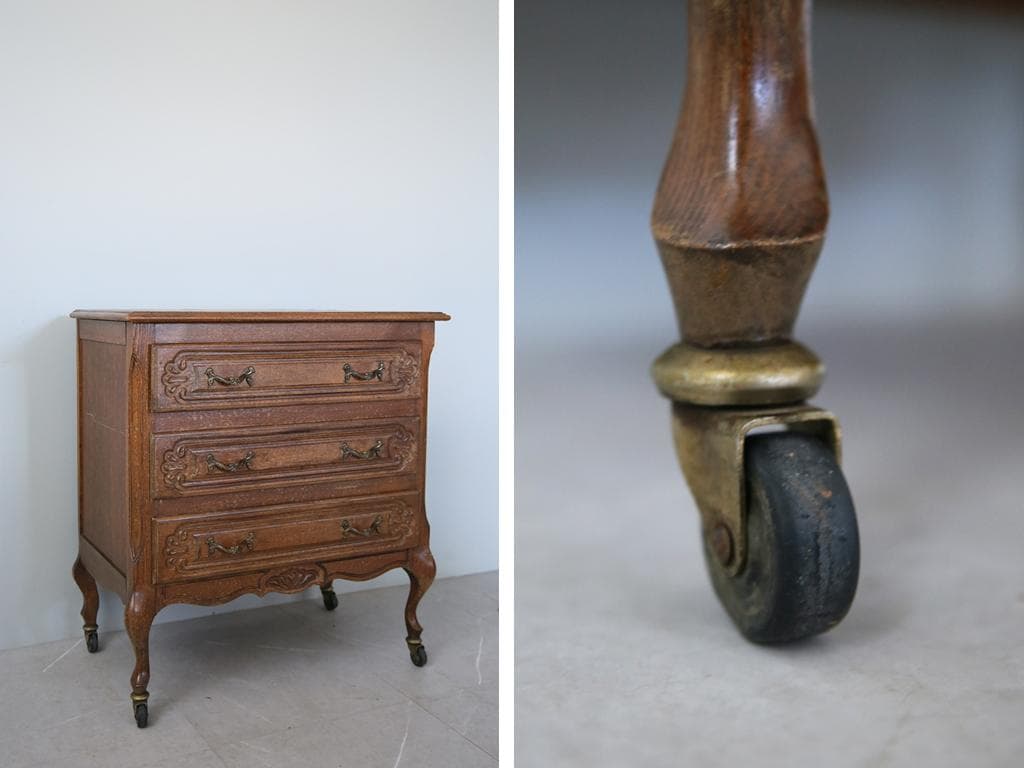 フランスアンティーク猫脚4杯ドロワー/木製チェスト/タンス/飾り棚(90-92)