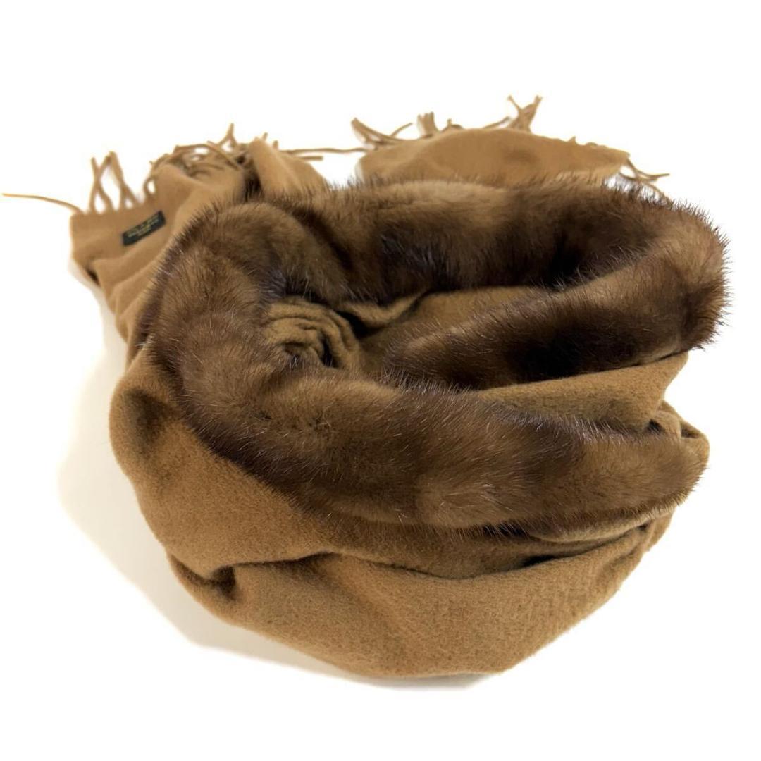 【未使用】FENDI カシミヤミンクマフラー キャメル イタリア製 元箱 タグ付