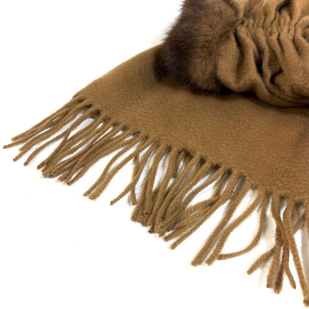【未使用】FENDI カシミヤミンクマフラー キャメル イタリア製 元箱 タグ付