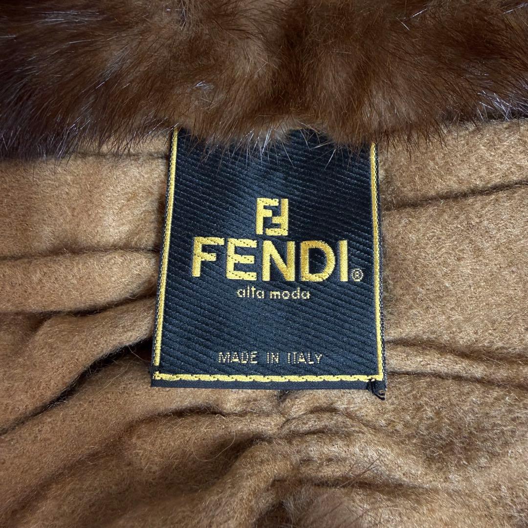 【未使用】FENDI カシミヤミンクマフラー キャメル イタリア製 元箱 タグ付