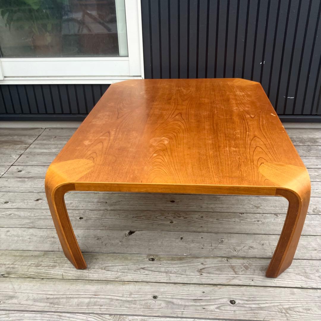 昭和レトロ プライウッド 大型座卓 ローテーブル 木製サイドテーブル ビンテージ