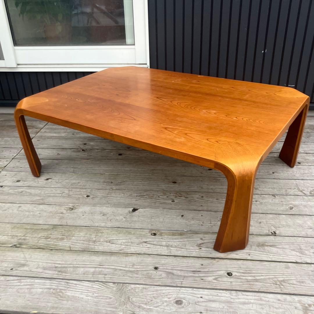 昭和レトロ プライウッド 大型座卓 ローテーブル 木製サイドテーブル ビンテージ