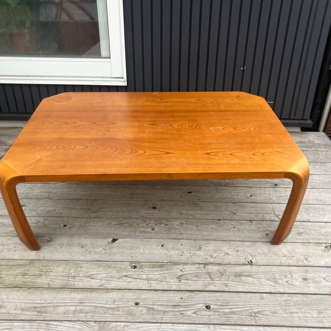 昭和レトロ プライウッド 大型座卓 ローテーブル 木製サイドテーブル ビンテージ