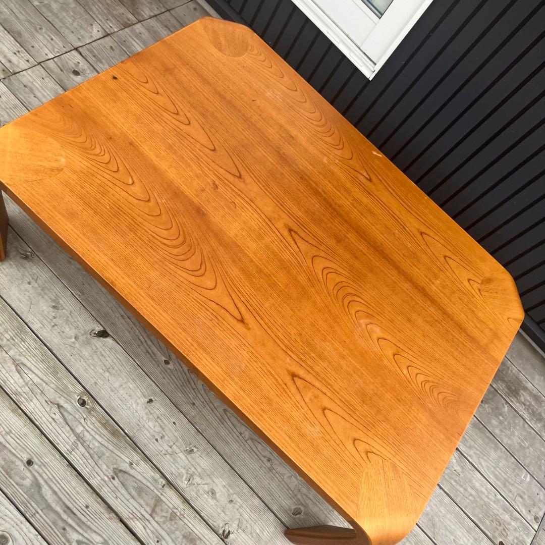 昭和レトロ プライウッド 大型座卓 ローテーブル 木製サイドテーブル ビンテージ