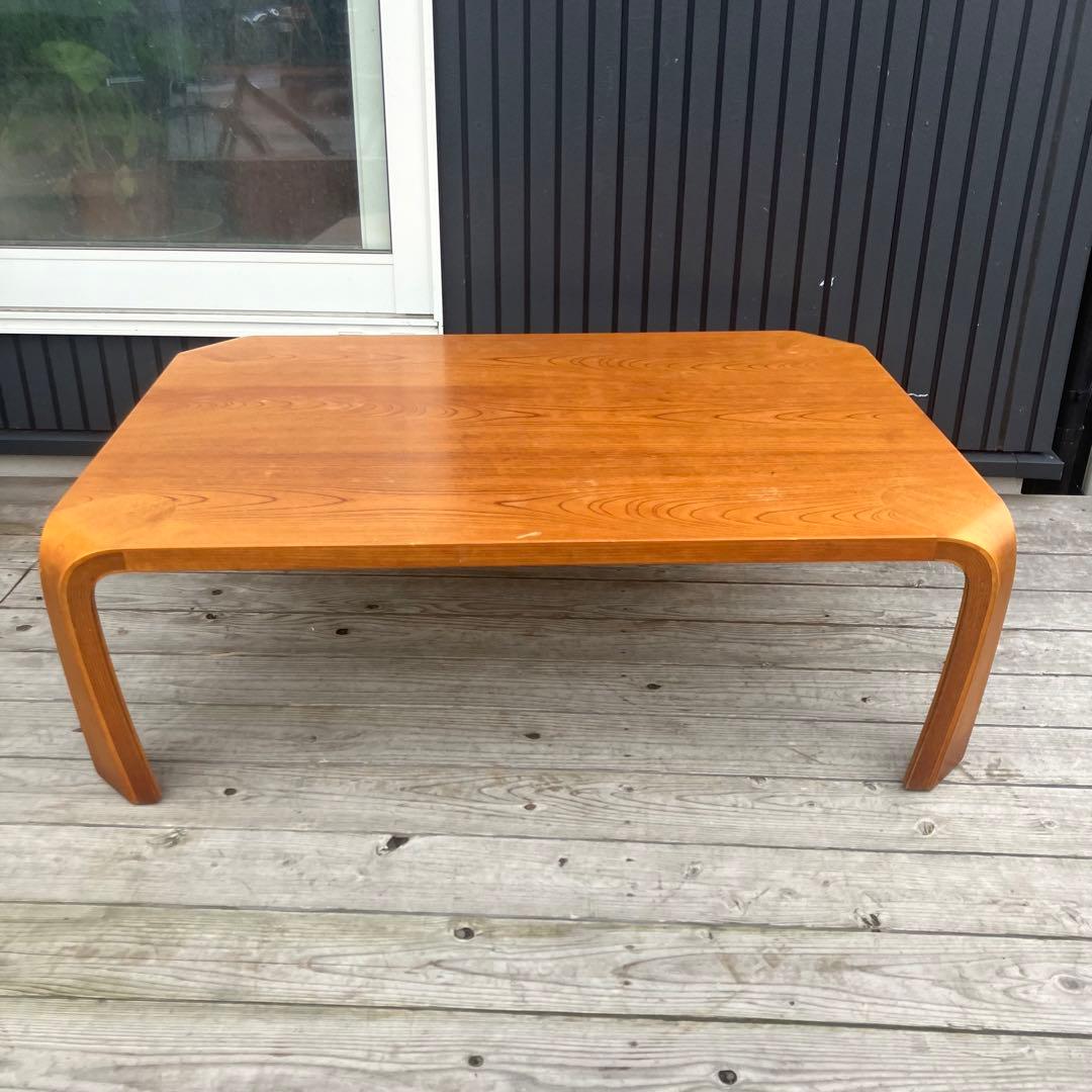 昭和レトロ プライウッド 大型座卓 ローテーブル 木製サイドテーブル ビンテージ