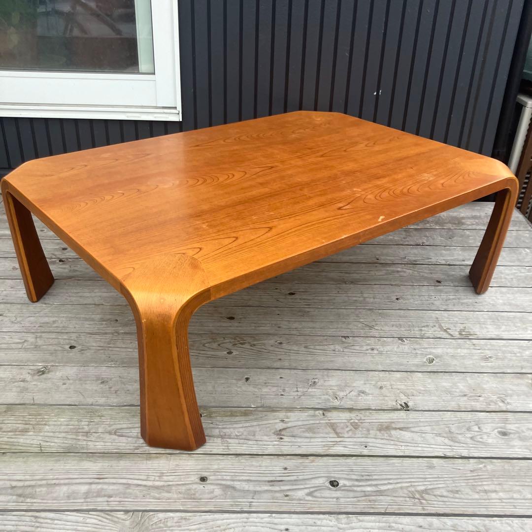 昭和レトロ プライウッド 大型座卓 ローテーブル 木製サイドテーブル ビンテージ