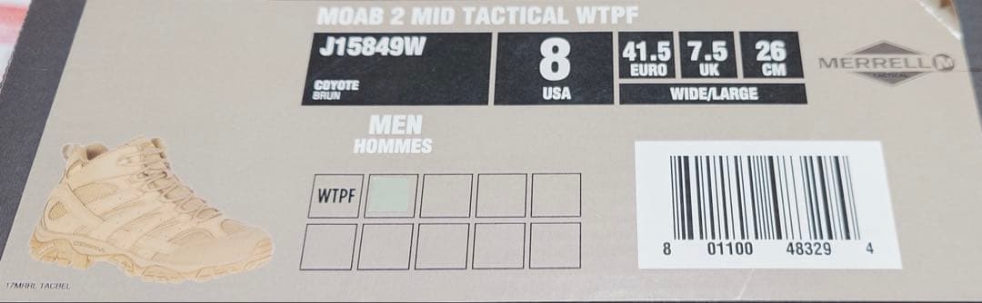 個人装備 Merrell MOAB2 MID TACTICAL WIDE 26.0 US8