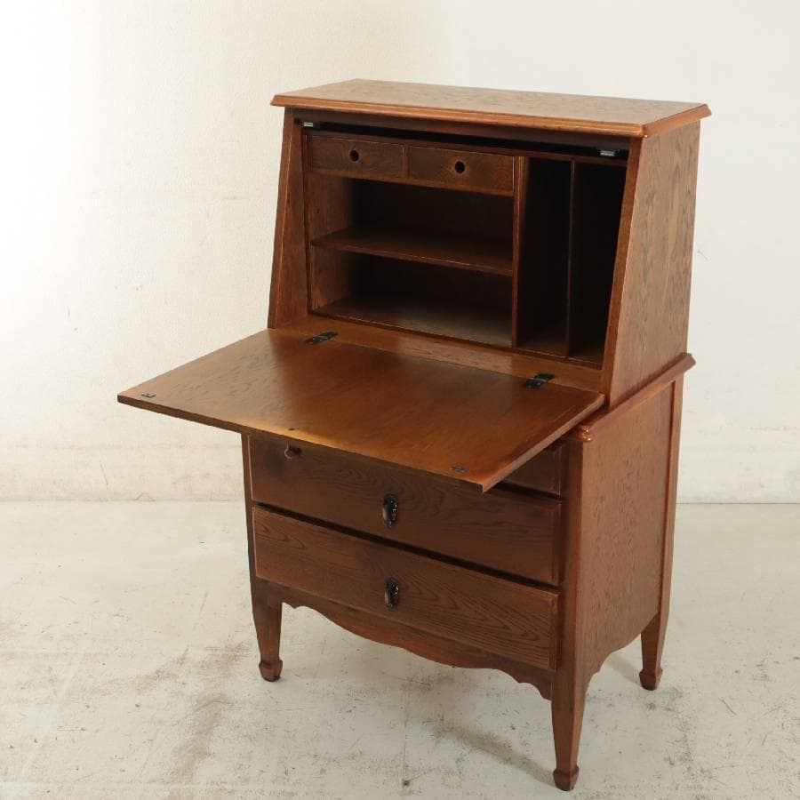 値下三越家具ブルージュ ライティングビューロー オーク無垢 英国アンティーク調