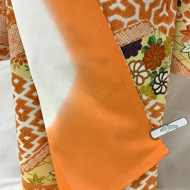 503ag68□七五三 七歳 女児 着物&袋帯 青海波 花□美品