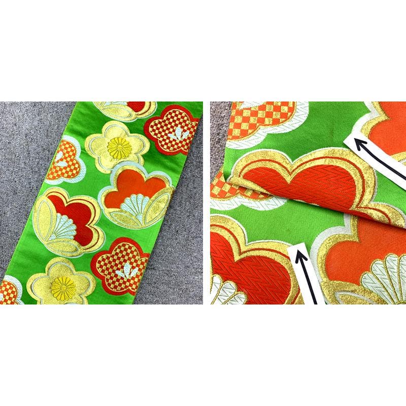 503ag68□七五三 七歳 女児 着物&袋帯 青海波 花□美品