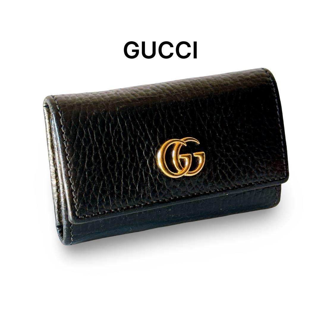【極美品】GUCCI グッチ GGマーモント 6連キーケース ブラック レザー