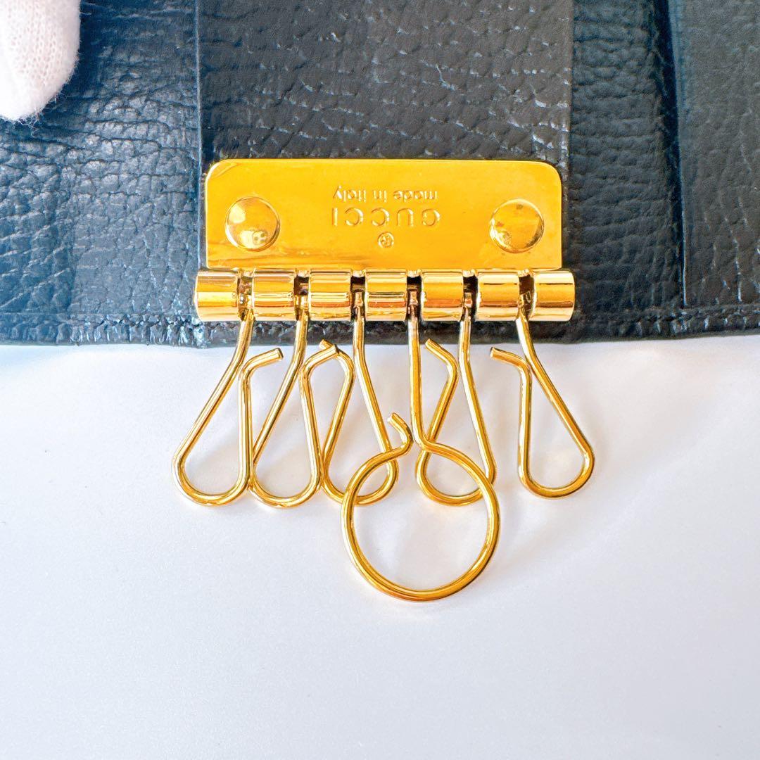 【極美品】GUCCI グッチ GGマーモント 6連キーケース ブラック レザー