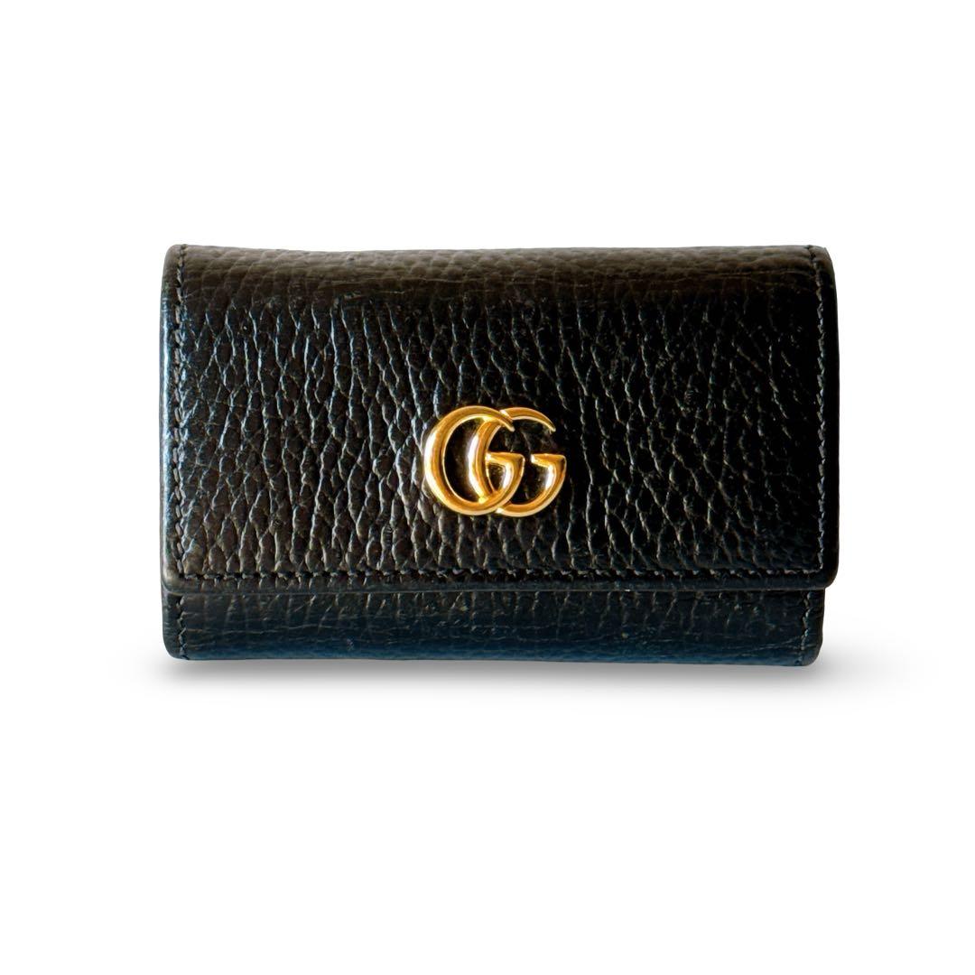 【極美品】GUCCI グッチ GGマーモント 6連キーケース ブラック レザー