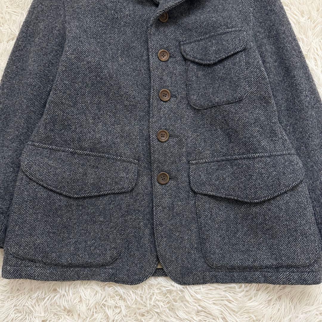 45rpm ピーコート ヘリンボーン柄 ダークグレー ウール100% L