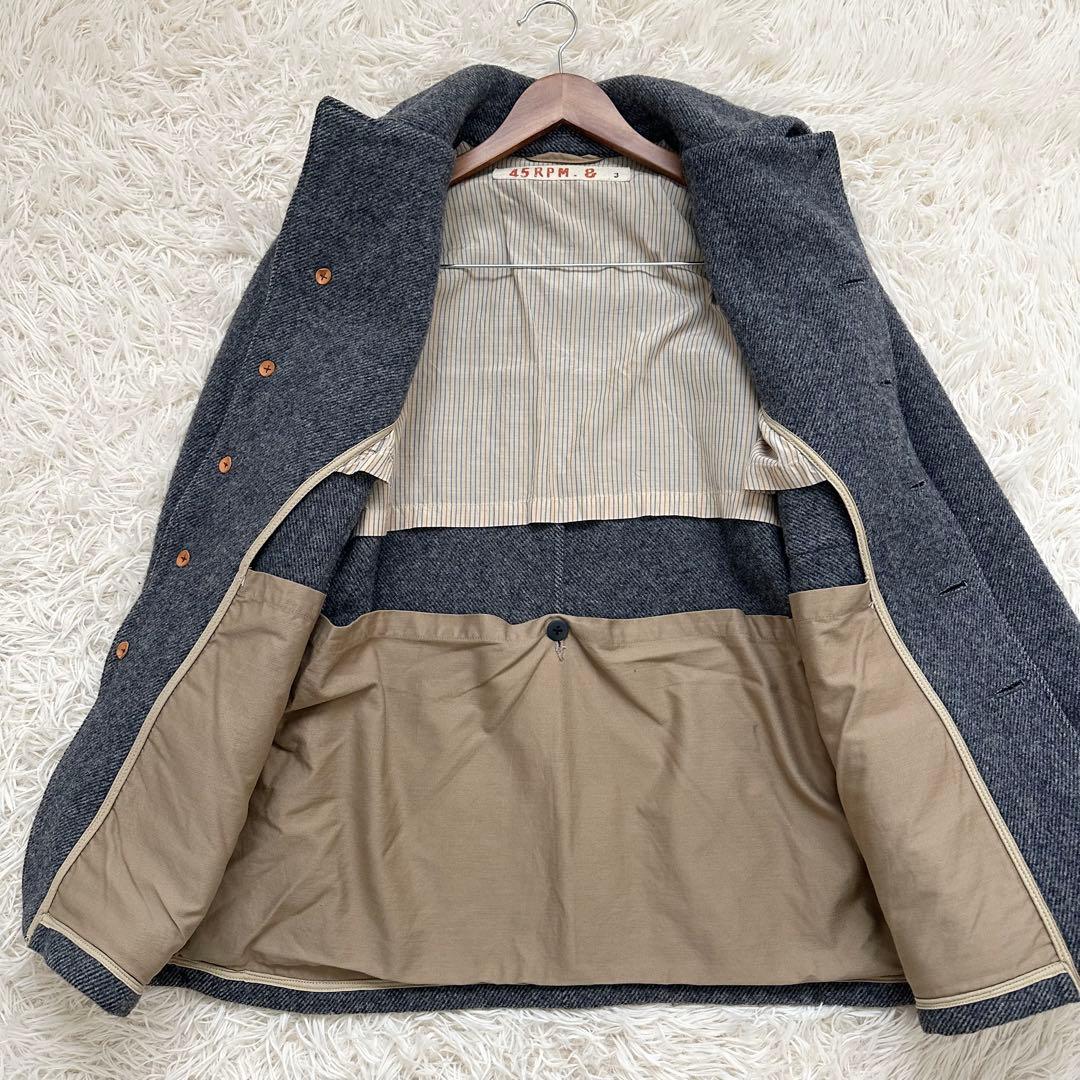 45rpm ピーコート ヘリンボーン柄 ダークグレー ウール100% L