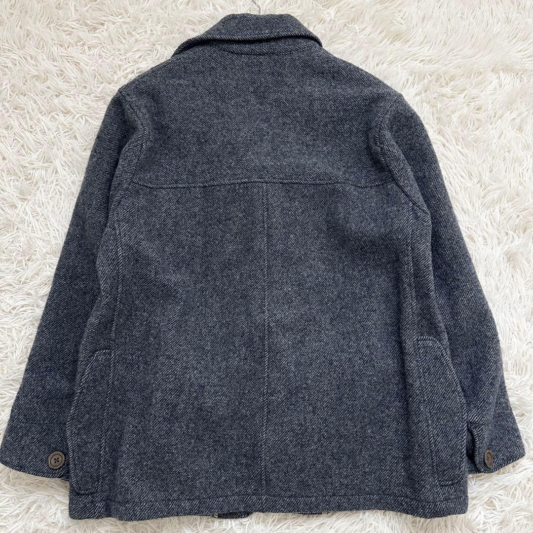 45rpm ピーコート ヘリンボーン柄 ダークグレー ウール100% L