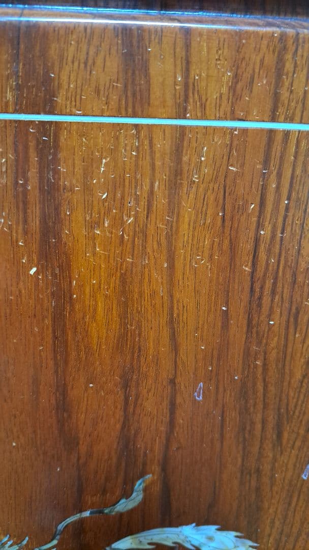 螺鈿細工　木彫り衝立　アンティーク