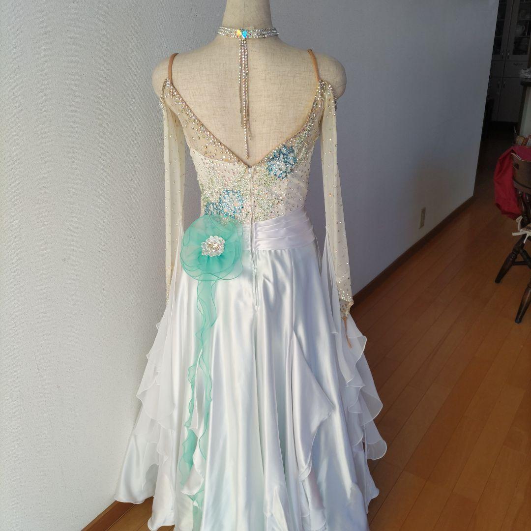 社交ダンス用ドレス ホワイトと水色