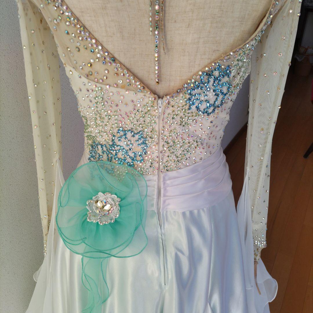 社交ダンス用ドレス ホワイトと水色