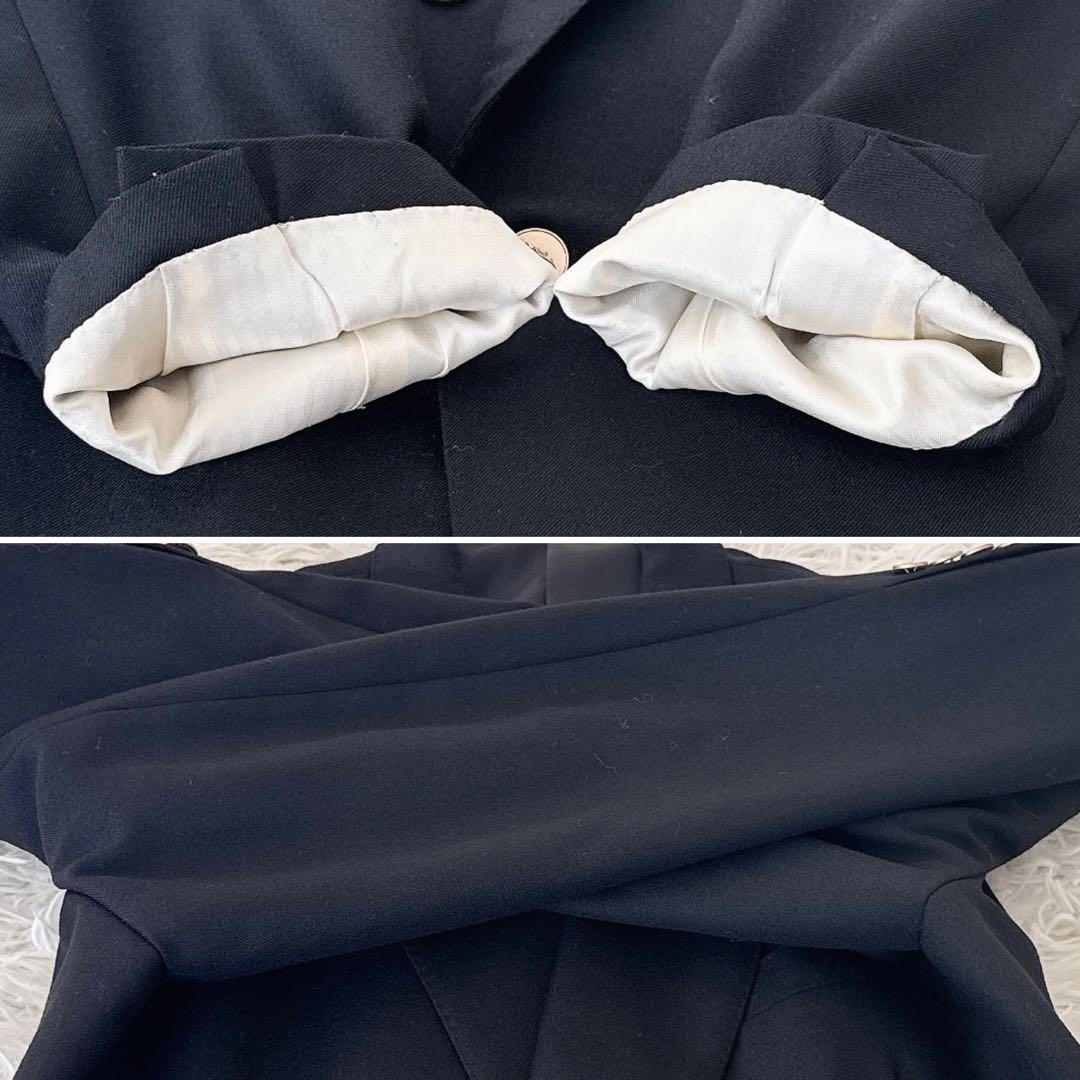 極美品 XL相当 バーバリー ブラック ブレザー ダブル テーラード 金ボタン